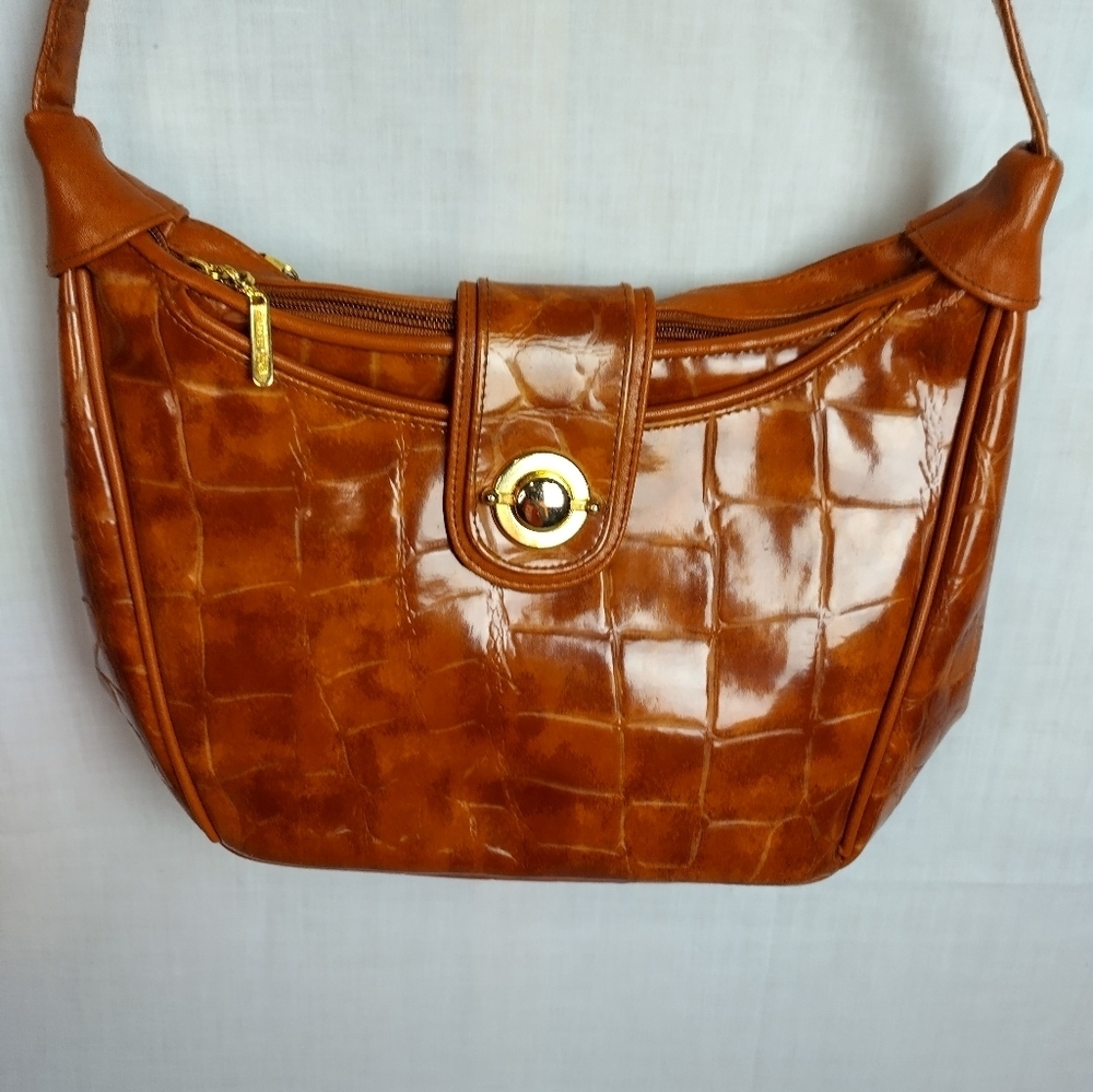 Gallery One Woman's Designer Shoulder Purse Brown Leather Style Fashion Bag